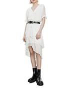The Kooples Long Frilly Ecru V Neck Dress