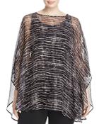 Eileen Fisher Plus Abstract Stripe Print Poncho