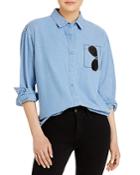 Karl Lagerfeld Paris Graphic Print Chambray Shirt