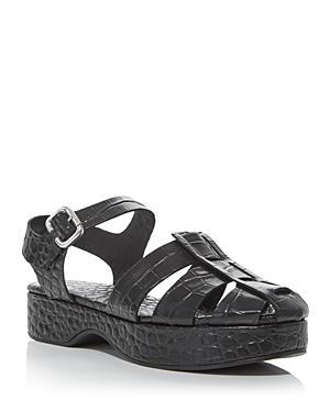 Freda Salvador Women's Lizzie Croc Embossed Fisherman Sandals