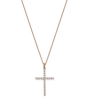 Bloomingdale's Diamond Micro-pave Cross Pendant Necklace In 14k Rose Gold, 0.50 Ct. T.w. - 100% Exclusive