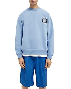 Scotch & Soda Organic Cotton Logo Print Relaxed Fit Crewneck Sweatshirt