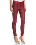 J Brand Mid Rise Skinny Leather Pants In Oxblood