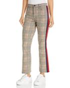 Mother The Insider Plaid Cropped Flared Jeans In Orange/black