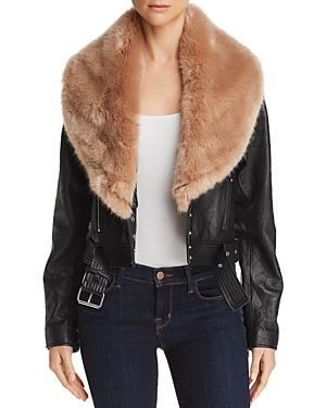 Paige Rizza Faux-fur-trimmed Leather Moto Jacket