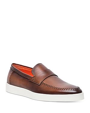 Santoni Men's Dowdy Brown Slip On Loafers