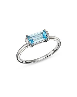 Bloomingdale's Blue Topaz & Diamond Accent Stacking Ring In 14k White Gold - 100% Exclusive
