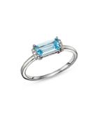 Bloomingdale's Blue Topaz & Diamond Accent Stacking Ring In 14k White Gold - 100% Exclusive