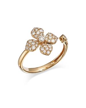 Bloomingdale's Diamond Pave Flower Cuff Ring In 14k Yellow Gold, 0.50 Ct. T.w. - 100% Exclusive