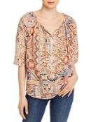 Johnny Was Sukie Embroidered Silk Peasant Blouse