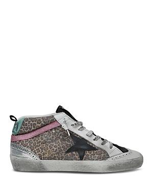 Golden Goose Women's Mid-star Leopard Print Suede High Top Sneakers
