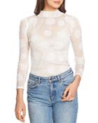 1.state Sheer Embroidered Mesh Top