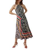 Karen Millen Zebra Scarf-print Midi Dress