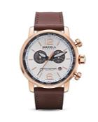 Brera Orologi Dinamico 14k Rose Gold Ionic-plated Stainless Steel Watch With Dark Brown Leather Strap, 44mm