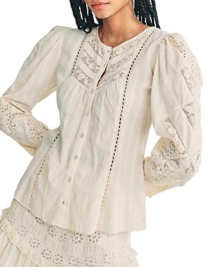 Loveshackfancy Broadway Lace Inset Blouse
