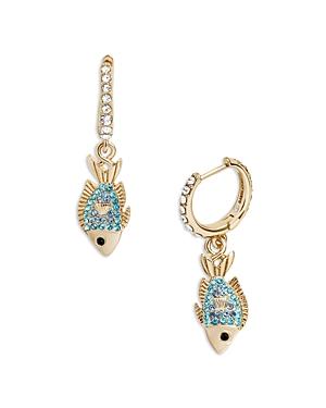 Baublebar Fernadina Pave Fish Charm Huggie Hoop Earrings In Gold Tone