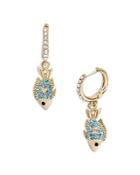 Baublebar Fernadina Pave Fish Charm Huggie Hoop Earrings In Gold Tone