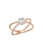 Bloomingdale's Diamond Mosaic Crossover Band In 14k Rose Gold, 0.35 Ct. T.w. - 100% Exclusive