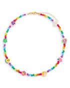 Adinas Jewels Neon Multicolor Charm & Bead Collar Necklace In Gold Tone, 16-18