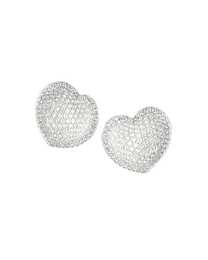 Pasquale Bruni 18k White Gold Pave Diamond Heart Earrings