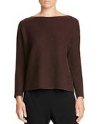 Eileen Fisher Boat Neck Ribbed Cashmere Sweater