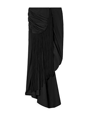 Tory Burch Fringed Ruched Asymmetric Skirt