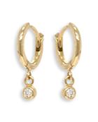 Zoe Chicco 14k Yellow Gold Dangle Diamond Small Hoop Earrings