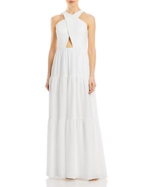 Aidan By Aidan Mattox Crisscross Halter Gown