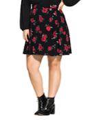 City Chic Plus Rose-print Skirt