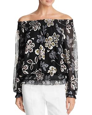 Tory Burch Indie Floral Silk Off-the-shoulder Blouse