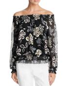 Tory Burch Indie Floral Silk Off-the-shoulder Blouse