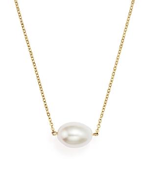 Cultured Freshwater Pearl Pendant Necklace In 14k Yellow Gold, 17