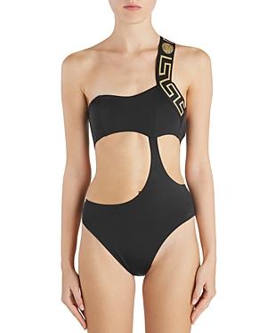 Versace Cutout One Shoulder One Piece Swimsuit