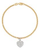 Bloomingdale's Diamond Heart Charm Bracelet In 14k White And Yellow Gold, 0.50 Ct. T.w. - 100% Exclusive