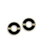 Bloomingdale's Onyx & Diamond Circle Earrings In 14k Yellow Gold - 100% Exclusive