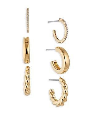 Nadri Golden Hour Pave Huggie Hoop Earrings In 18k Gold Plated, Set Of 3