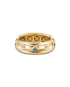 David Yurman 18k Yellow Gold Modern Renaissance Ring With Diamonds & Blue Sapphires