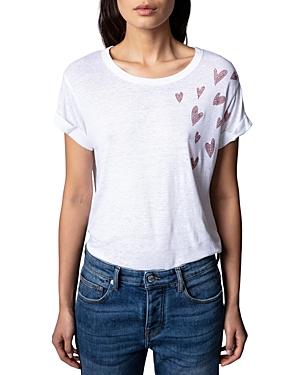 Zadig & Voltaire Anya Rhinestone Hearts Tee