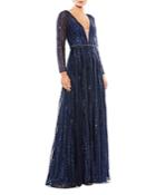 Mac Duggal Plunge Neck Sequin Gown