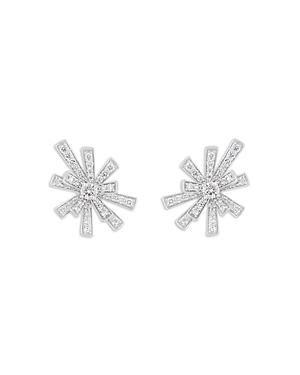 Hueb 18k White Gold Tribal Diamond Cluster Stud Earrings