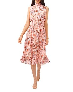 1.state Sleeveless Printed Smocked Dress