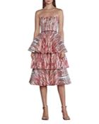 Bronx And Banco Serena Strapless Tiered Cocktail Midi Dress