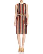 Tory Burch Julia Geo Stripe Silk Dress
