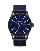 Nixon Sentry Blue Leather Watch, 42mm