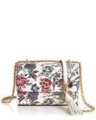 Tory Burch Fleming Small Convertible Floral Leather Shoulder Bag