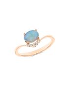 Bloomingdale's Opal & Diamond Chevron Ring In 14k Rose Gold - 100% Exclusive