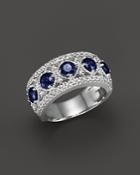 Sapphire And Diamond Band Ring In 14k White Gold - 100% Exclusive
