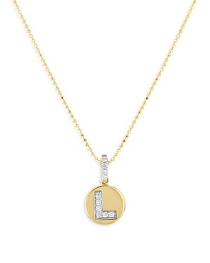 Bloomingdale's Diamond Accent Initial L Pendant Necklace In 14k Yellow Gold, 0.05 Ct. T.w. - 100% Exclusive