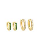 Adinas Jewels Cubic Zirconia Huggie Hoop Earrings, Set Of 2