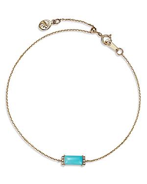 Bloomingdale's Turquoise & Diamond Accent Chain Bracelet In 14k Yellow Gold - 100% Exclusive